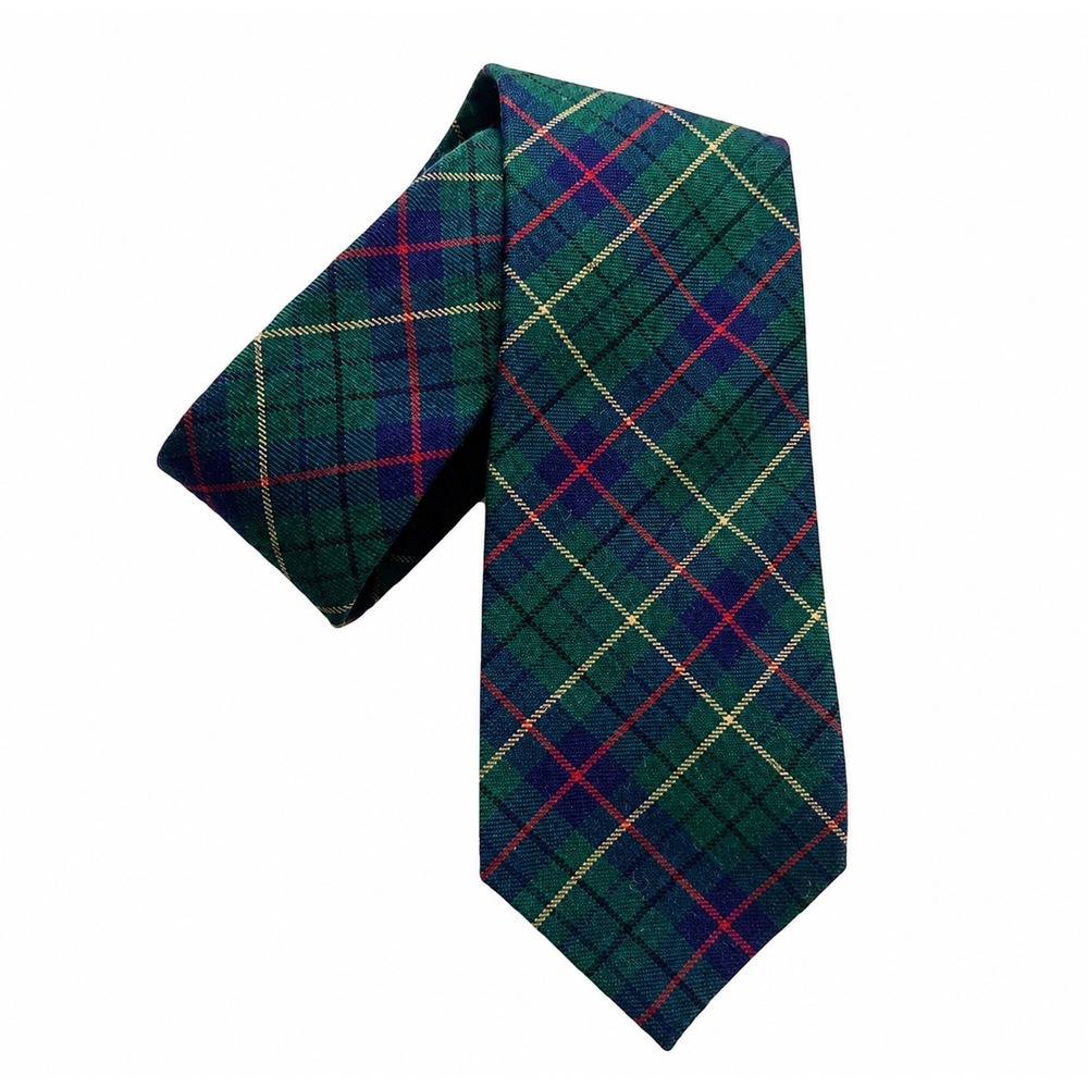 Pendleton Tie Men Green Tartan Plaid 100% Virgin Wool Made USA Vintage